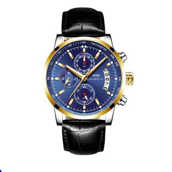 

men cwp watches brand luxury male leather waterproof sport quartz chronograph military wrist watch clock relogio masculino wristwatches p1pq, Slivery;golden