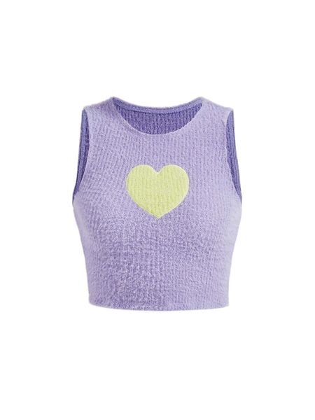 

mod heart print ribbed knit tank y5gy#, White