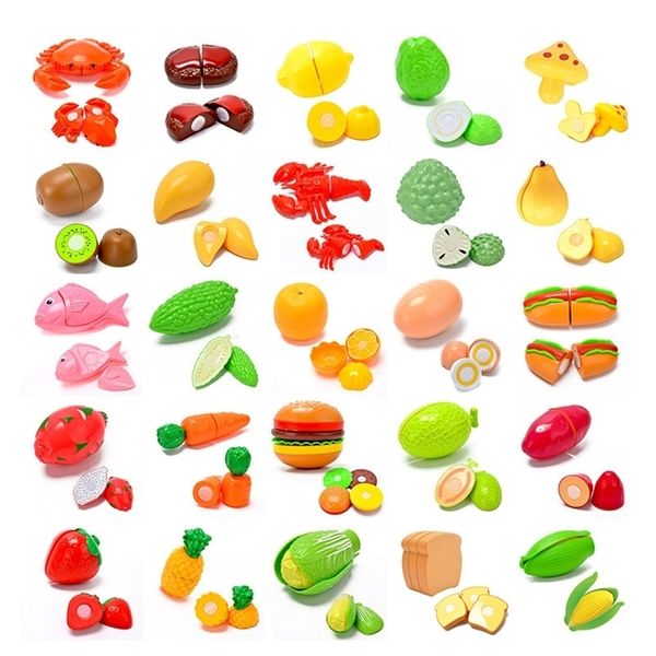 Crianças cortando música vegetais frutas alimentos fingem ser um jogo de brinquedos de plástico Early Eon Baby House Toys 220725