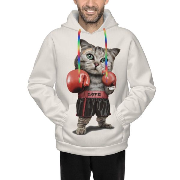 

hoodie men sweatshirt 3d cute cat printing sports leisure style oversized clothing 4750m-, Black