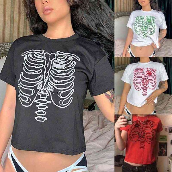 

women's yiyimiyu vintage print crop y2k harajuku t shirt o neck shor t220823, White