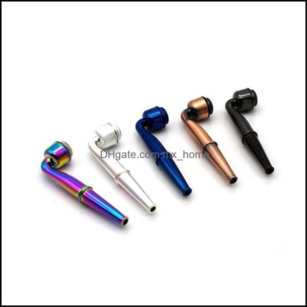 Acess￳rios para tubos de fumantes Dom￩sticos Garden Home Garden Brand New Metal Alloy Herb Pipe 95mm Me Dhqra