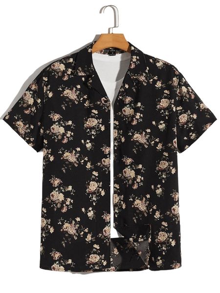 

men allover floral button up shirt q8wp#, White;black