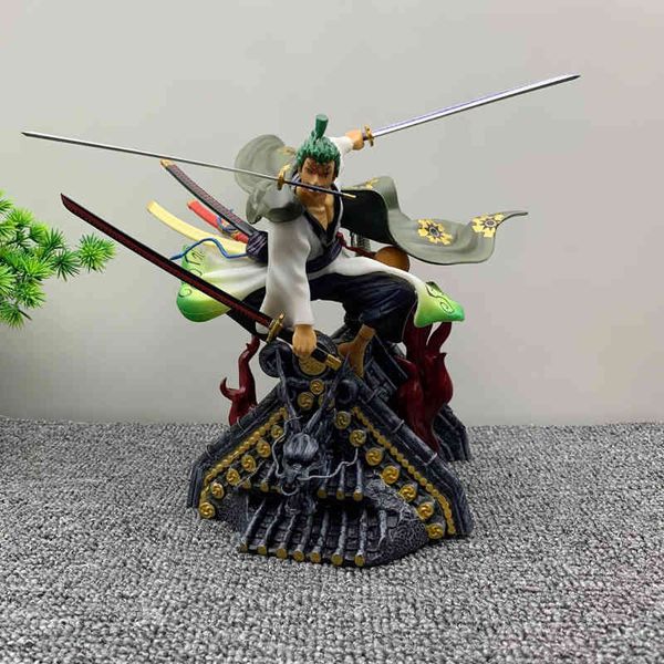 

23cm anime one piece statue roronoa zoro gk kimono ver. action figure gt toys