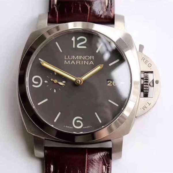 

leisure disc watches pam351 series automatic mechanical fine steel case belt mens personalized watch wristwatches clock gmt reloj, Slivery;brown