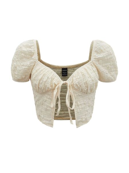 

mod tie front puff sleeve crop r0lg#, White