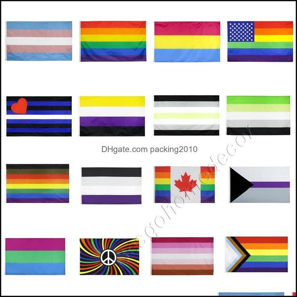 Bannerflaggen Festliche Partyzubehör Hausgarten 3X5Ft Regenbogen 90X150Cm Amerikaner Gay Pride Flagge Polyester American Ba Dhgwa