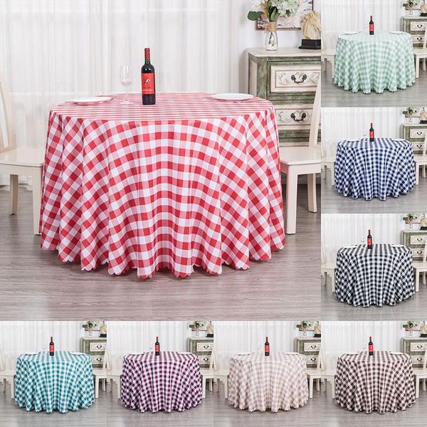 Tischdecke, Polyester, kariert, runder Bezug, Stoff-Tischdecke für Esszimmer, Party, Picknick im Freien, Rot/Schwarz/Blau/Grün, Heimdekoration