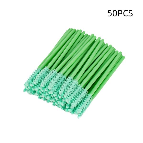 

green eyebrow brush tower type disposable silicone eyelash brush 50pcs
