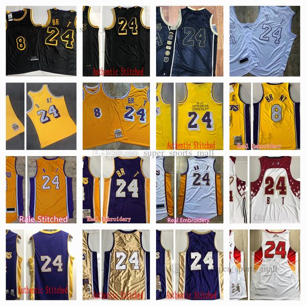 

authentic stitched retro mitchell and ness basketball jerseys #24 #8 jersey yellow black man size s-xxl, Black;red