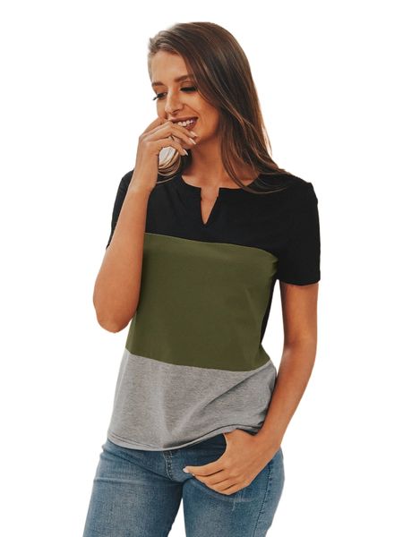 

notch neck color block tee n6un#, White