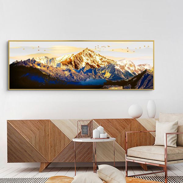 Abstract Golden Mountains Painting a olio su poster di tela e stampe Immagini artistiche da parete per soggiorno Cuadros decoro senza cornice