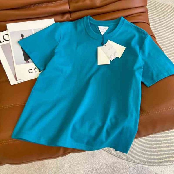 

men women t-shit bottegas venetas peacock blue solid color short sleeve t-shirt women's loose 2022 spring and summer foreign style age, White