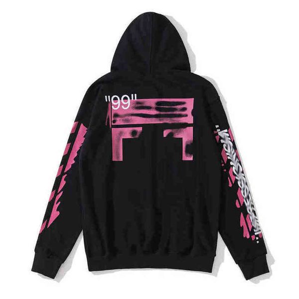 

fashion loose mens offs hoodies brand classic sweatshirts hoodie cotton pullover long sleeved back oil paint arrow x men women hooded jacke, Black