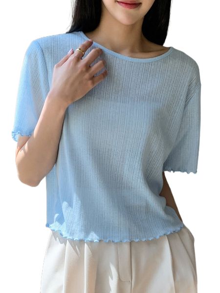 

dazy round neck lettuce trim tee g9j0#, White