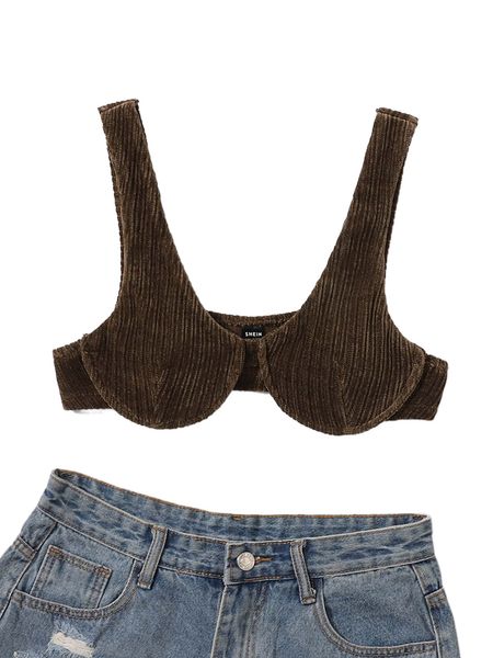 

solid bustier crop tank b9wl#, White