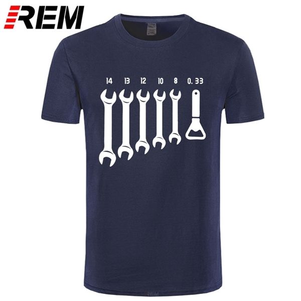 Camisetas de mecánico con abridor de llave de tornillo REM para hombre, camiseta de algodón de ingeniero de reparación de coche, camisetas divertidas de manga corta, ropa para hombre 220325