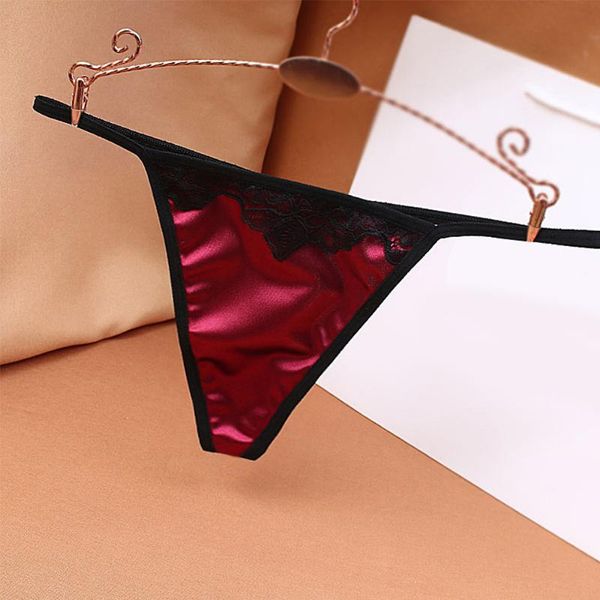 

women's panties women low rise lace erotic thongs underwear g strings and mini tback micro satin  l xl, Black;pink