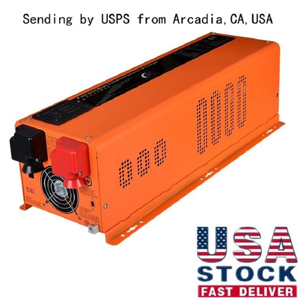 

Solar Inverter LED 6KW DC48V AC120 240V Split Phase Dual Output Pure Sine Wave Power Inverter Battery Charger AC-DC Transform Off-grid Hybrid PV USA Warehouse