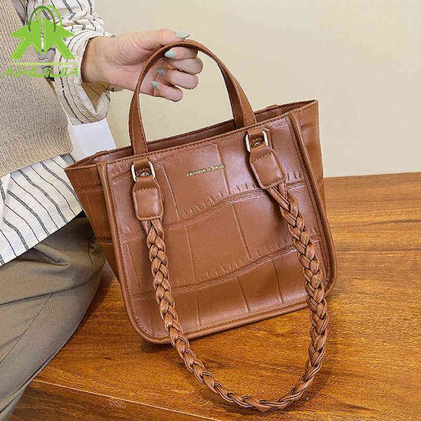 

shopping bag designer stone pattern women handbag pu leather shoulder bags new fashion high capacity female casual 220323