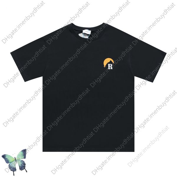 

designer t shirt sell well rhude snow mountain moon print high street oversize t-shirt 001, White;black