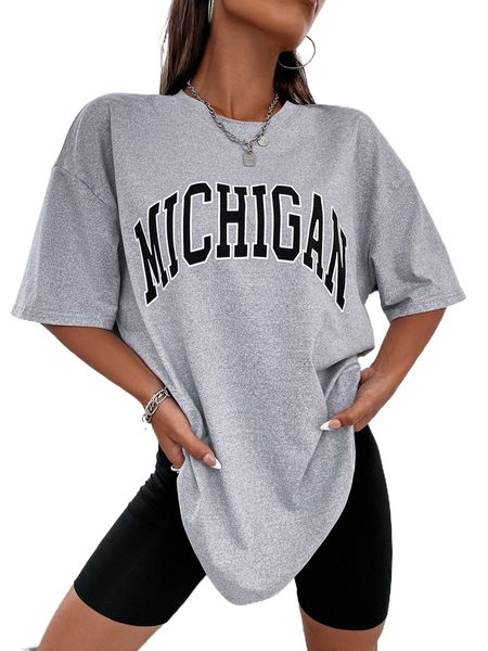 

drop shoulder letter graphic r1pj#, White