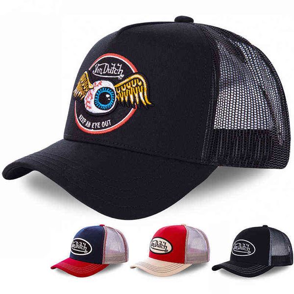 

eyes wings trucker hat summer women men baseball cap cotton sunshade dropshipping, Blue;gray