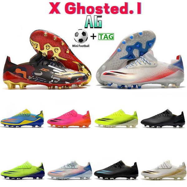 

men soccer cleats football shoes x ghosted 1 ag gold black deep blue volt red pink white yellow mens sportss neakers us 6.5-11