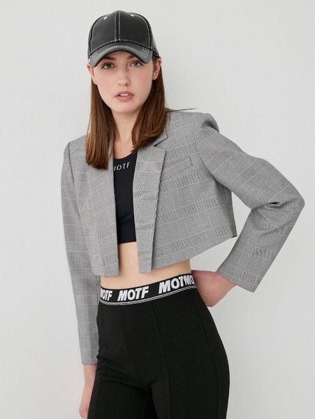 

motf premium viscose cropped open front blazer y1ti#, White