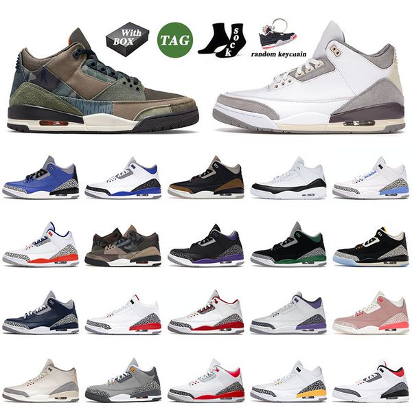 

3 3s iii mens basketball shoes patchwork medium grey fragment unc pure white pine green rust pink georgetown trainers sneakers eur 36-47