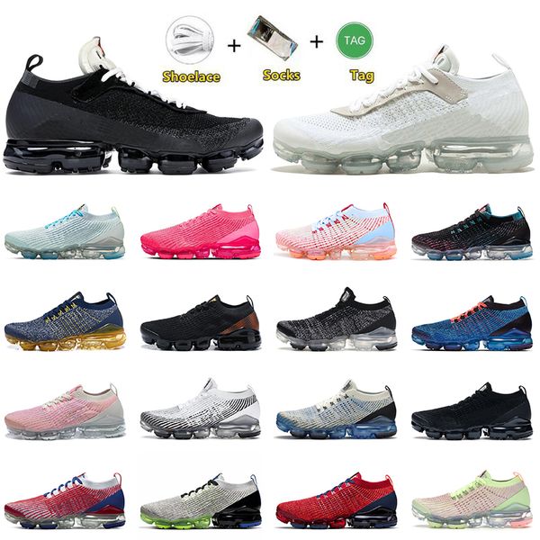 

2022 with socks tn plus flynit running shoes fly knit 3.0 men off oreo white south beach noble red laser gold pink rose sports sneakers mens, Black