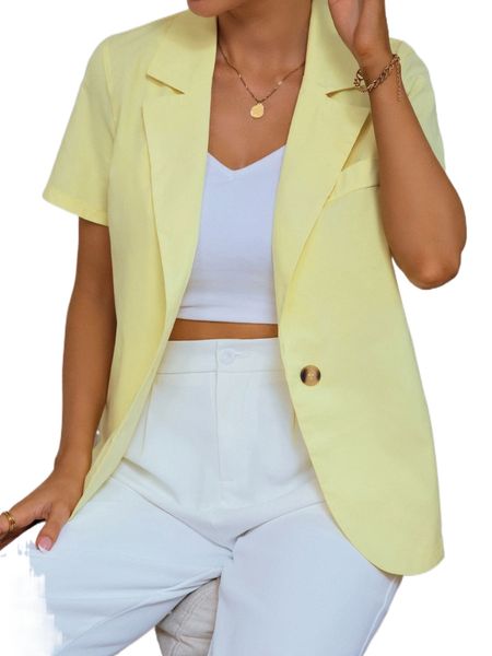 

lapel neck single button blazer c5my#, White