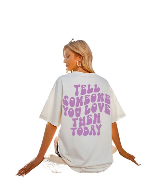 

slogan graphic drop shoulder tee h7rq#, White