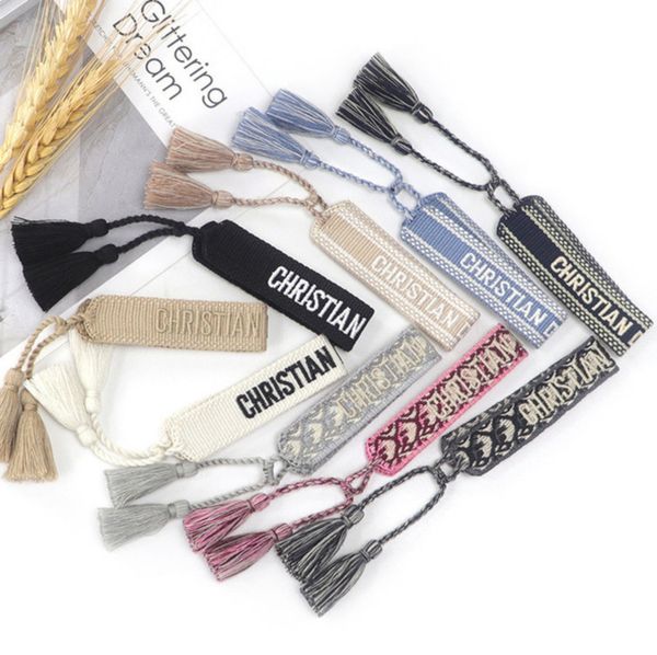 

luxury fashion brand bracelets chains women men embroidered handmade woven signature tassel bangle adjustable friendship bangles holiday bea, Golden;silver