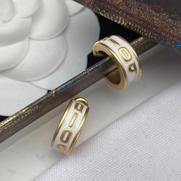 

d home di white glue dropping letter c-shaped earrings fashion temperament copper women's earrings, Golden