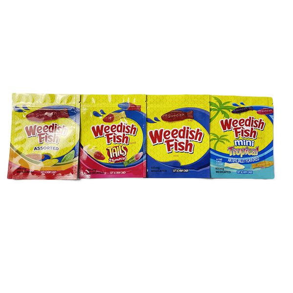 

gummy edibles weedfish packaging bags 600 mg soft chewy candy glossy film zip lock plastic mylar bag