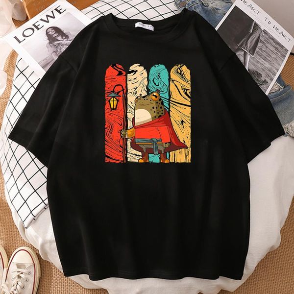 Magliette maschile cottagecore rana standard stamp tshirt manga traspirante manga tops divertente creatività uomo morbido tee vestiti