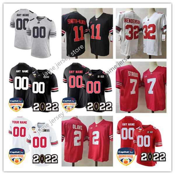 Jam Mens 2022 Playoff College Ohio State Buckeyes Football Jersey 11 Jaxon Smith-Njigba 1 Джастин Филдс 7 C.J. Stroud 2 Крис Олав 4 Джулиан