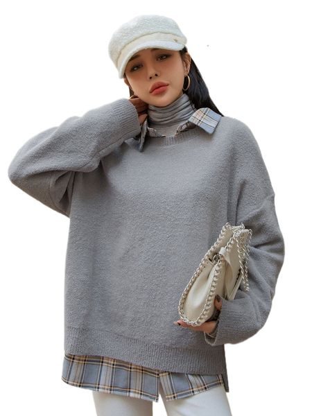 

dazy 1pc drop shoulder oversized sweater w2cz#, White;black
