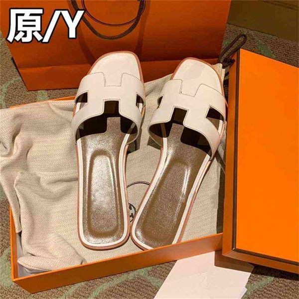 

designer slippers herme classic orans sandals version h high family women's 2022 wear slippers summer flat bottom sandals women's, Black
