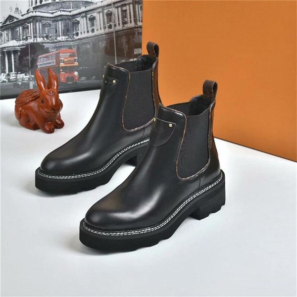 

2021 beaubourg ankle boots women fashion martin boots designer winter leather boot with box size 35-42211e, Black