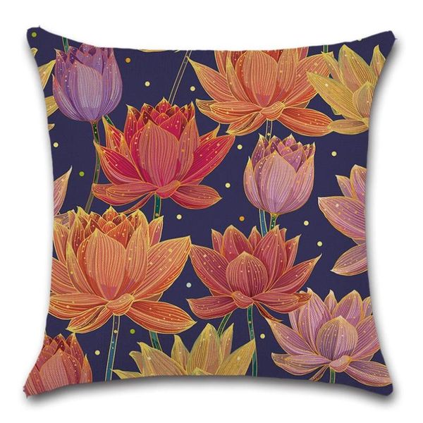 Almofada/travesseiro decorativo Lotus Padrão Flores de plantas estampar bege capa de almofada Arte Decorativa Sofá de cadeira de cadeira de cadeira de cadeira Caso Friend GiftCus