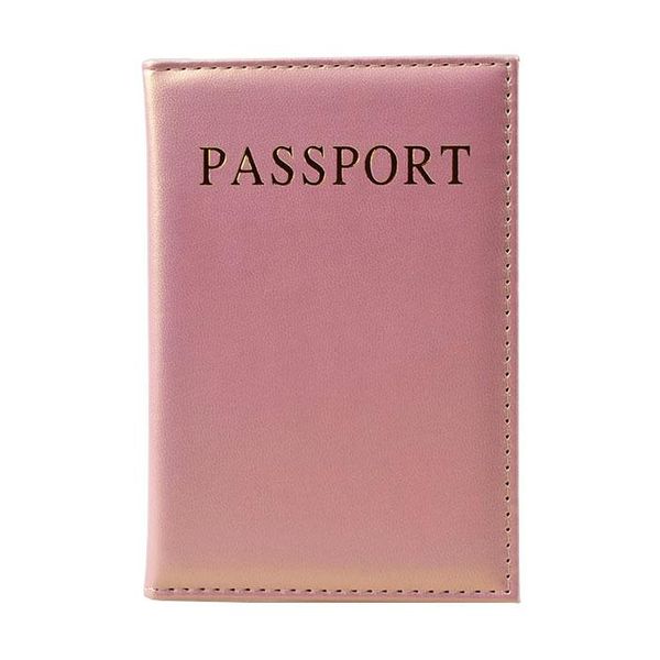 Titulares de cartas simples feminino de moda capa de passaporte rosa viagens pu put titular carteira sólida garotas protetcil pocketcard