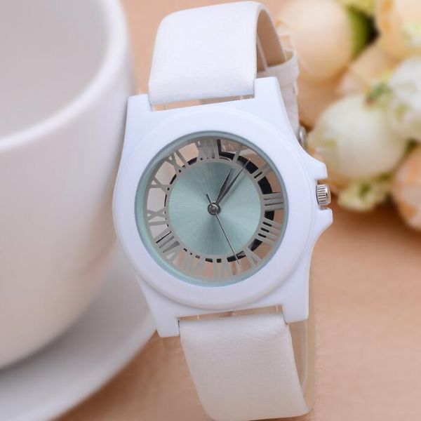 

leisure simple hollow out belt watch women's retro fashion watch quartz watchs manufacturer direct sales, Slivery;brown