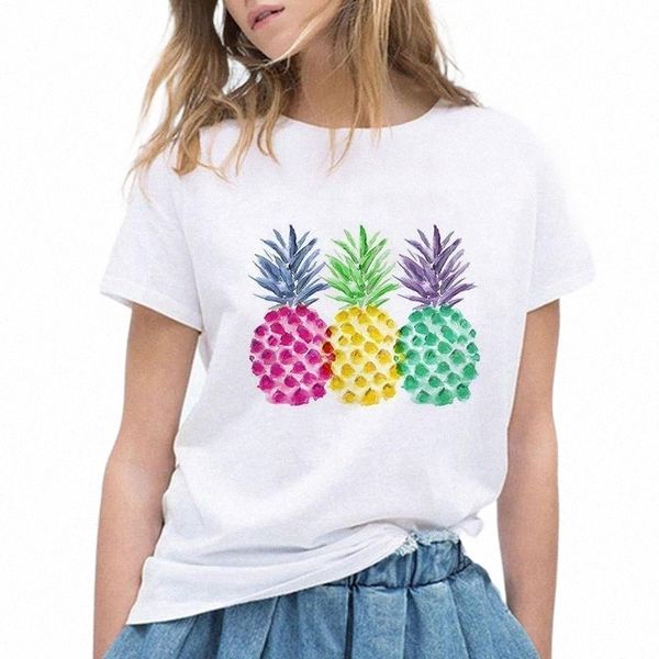 

pineapple fruits clothing t-shirt fashion women tee graphic t shirt female tshirt kawaii camisas mujer clothes women's o7yz#, White