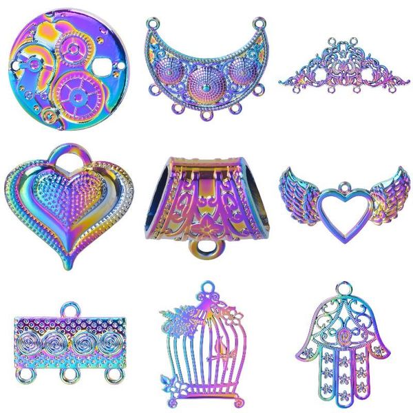 Anhänger-Halsketten, ethnisches großes Blumenmuster, Verbindungsstück, Steampunk-Ausrüstung, Herzflügel, Fatima-Hand, für Vintage-Schlüsselanhänger, Schmuckherstellung