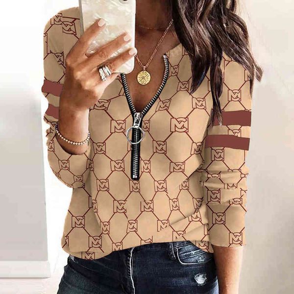 

printed long sleeve zipper sweater women's spring 2022 new fashion casual wholesale, Black
