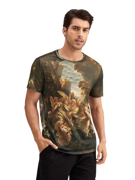 

men painting print tee u89r#, White;black
