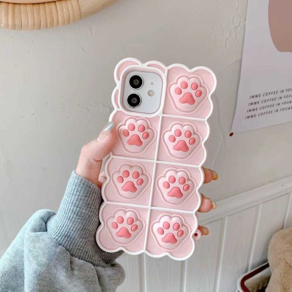 3D Funny Paw Silikon Handyhülle für iPhone 13 12 11 Pro Max Xs Xr 7 8 Plus X Se 2 Niedliche Fußabdruck-Abdeckung