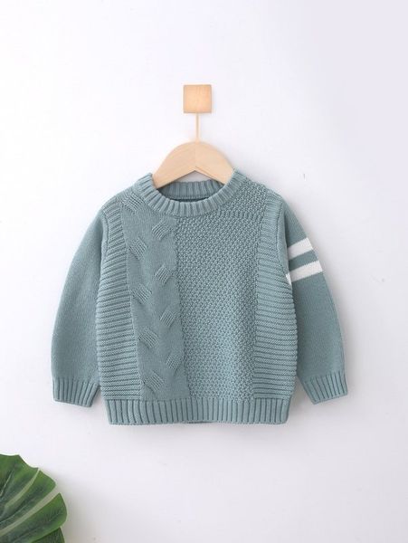 

toddler boys striped pattern cable knit sweater she, Blue